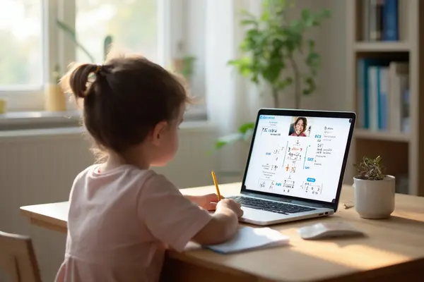 maths student learning online with an online tutor
